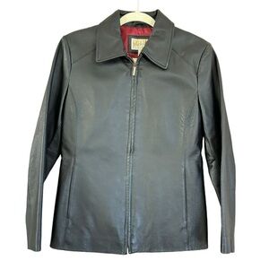Worthington Leather Jacket Women’s PS Dark Brown Classic Feminine Zip Up Coat